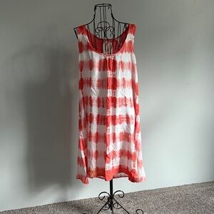 Lagaci Coral and‎ White Tie-Dye Dress
